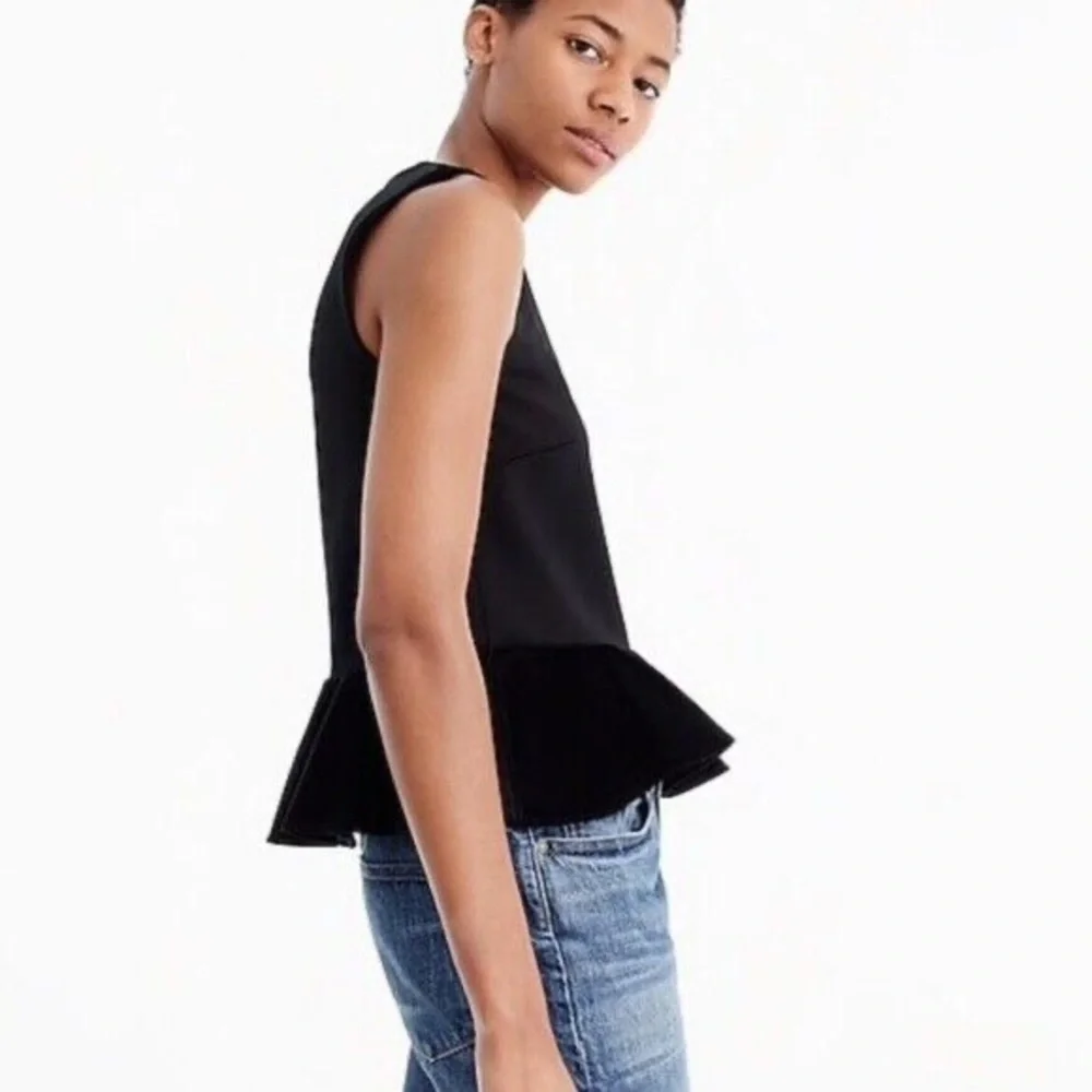 NWT J Crew Velvet Peplum Sleeveless Top black Size S